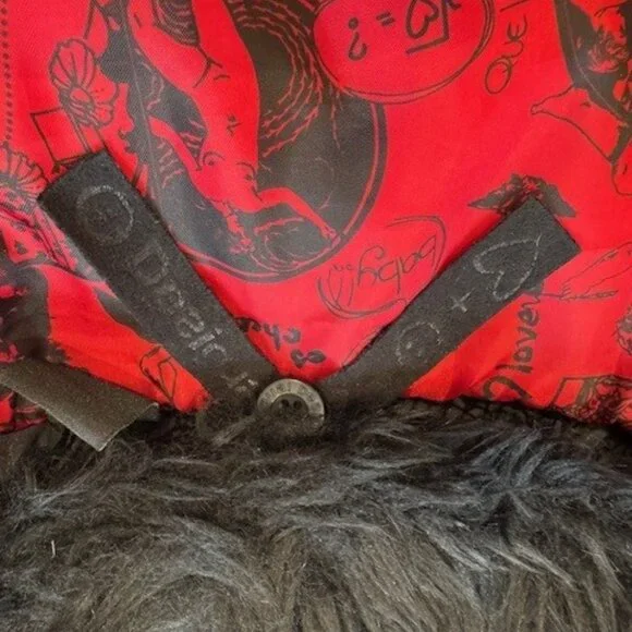 Black Desigual winter coat size S with hood.  EUC - Picture 5 of 6